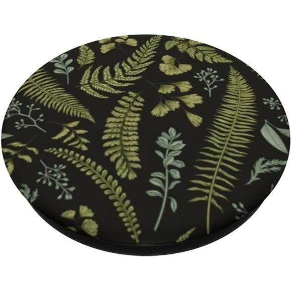 Green Botanical Floral Fern Foliage Leaves Flower Pattern PopSockets PopGrip - Picture 2 of 7